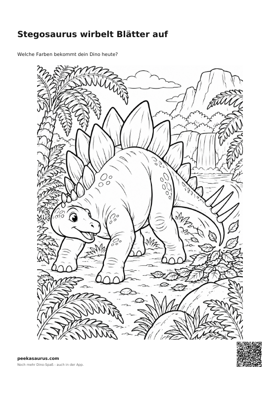 Stegosaurus wirbelt Blätter auf