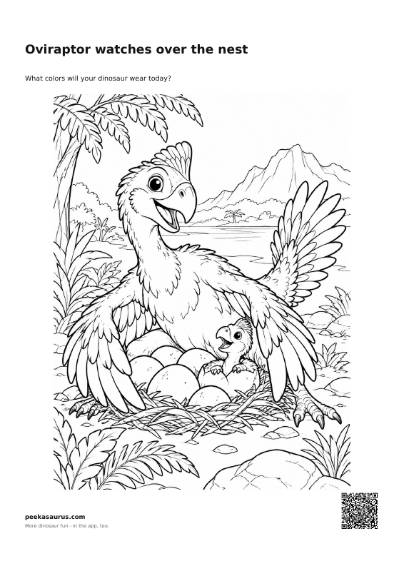 Oviraptor watches over the nest